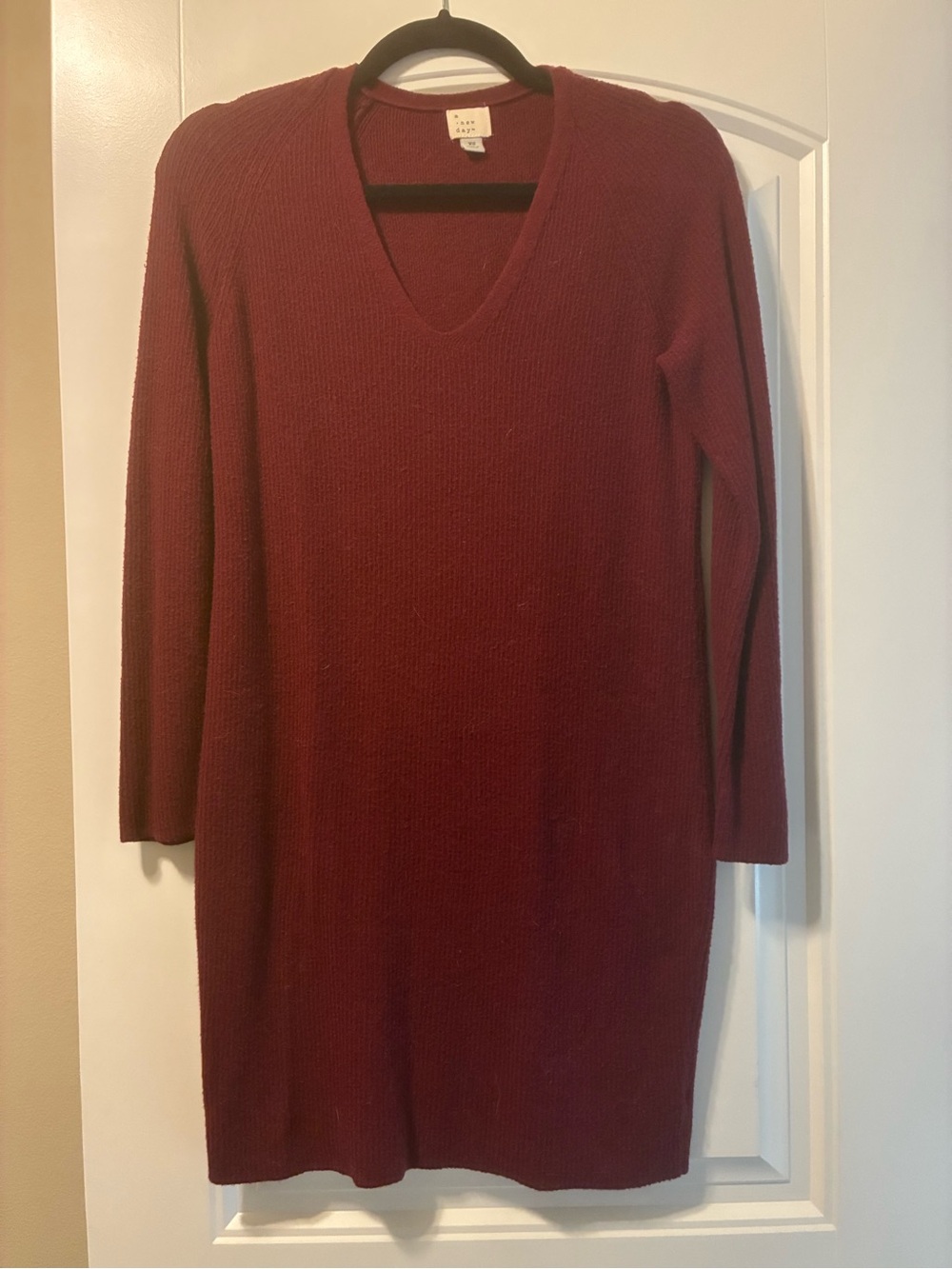 a new day Burgundy V‑Neck Long Sleeve Sweater Dress